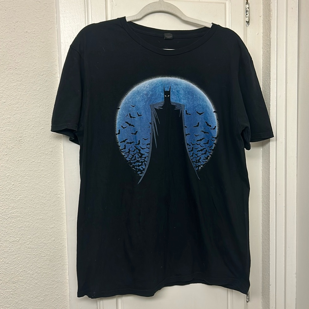 Batman T-shirt Large Black Mens Anvil Lightweight 100% cotton